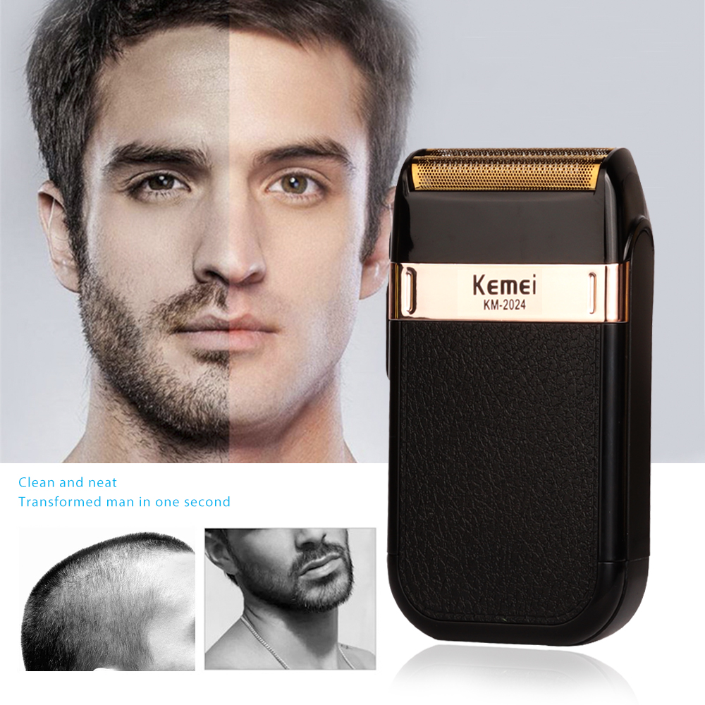 Kemei KM-2024 rasoir électrique pour hommes double lame alternative sans fil rasoir USB Rechargeable Machine à raser barbier tondeuse