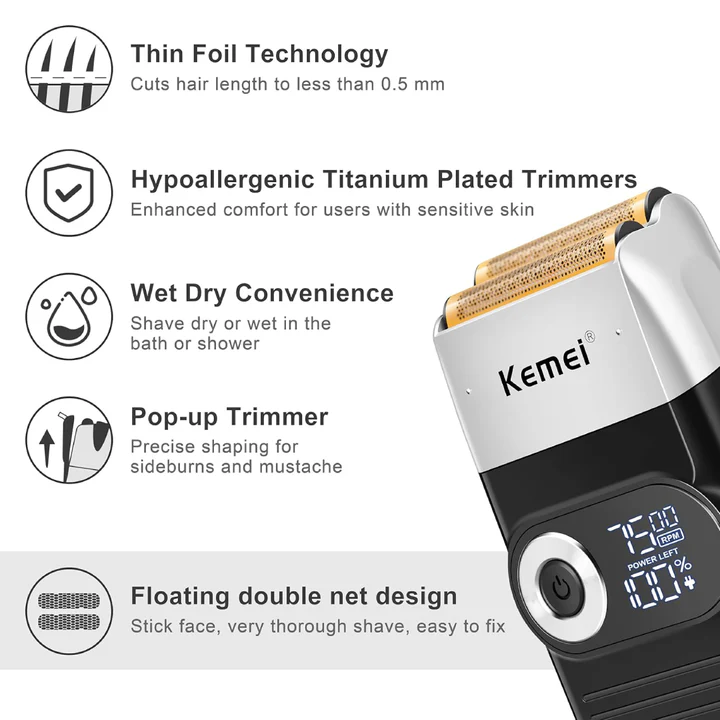 Kemei KM-2026 en gros professionnel rechargeable tondeuse électrique tondeuse barbe rasoir